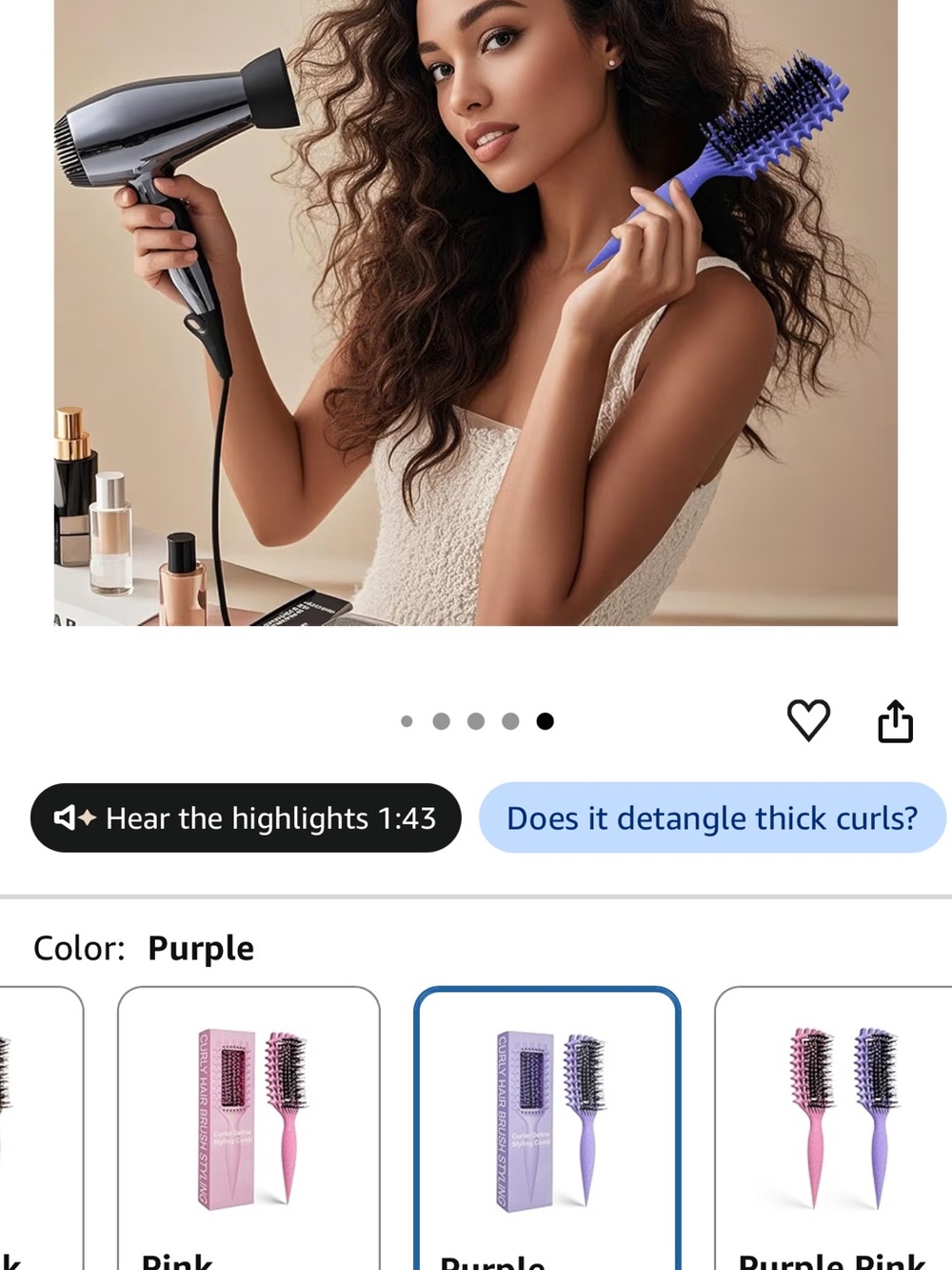 Detangling Round Paddle Brush - Purple
